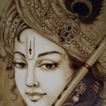 Coffee painting 'Krishna' by Shanthi Seshadri