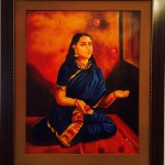 The Lady Juggler - Oil painting on canvas by Shanthi Seshadri