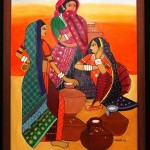 Tribal Ladies - Acrylic on Canvas by Shanthi Seshadri
