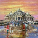 Artwork name: Akshardham temple, Delhi
Medium: Acrylic
Size: 80cm x 80cm
Price: Rp 5,000,000 Akshardham temple by Vijaya Rani Birla