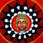 Medium : Acrylic on board
SIze :60×60cm
Description: Done on board and then a layer of marble is poured on top, later Buddha in a mandala is painted with acrylic. Resin sprayed on top of it to give extra shine.
Framed : yes
For Sale: yes
Price: 2,000,000 IDR Buddha in Mandala by Suruchi Mishra