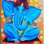 Name: GanpatiMedium: oil on canvasSize: 45,×35 cmDescription: Done in oil colors on a canvas, it has the Almighty Ganesha in sparkling blue color.Framed: YesFor Sale: YesPrice: 1,000,000 IDR Ganpati by Suruchi Mishra