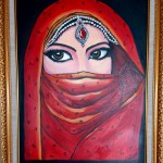 Medium: Acrylic on canvas
Size : 80×25 cm
Description : Done in Acrylic and shows the beauty of an Indian woman wearing veil.
Framed : yes, Indonesian fine frame
For sale :Yes
Price: 2,500,000 IDR Naqaab by Suruchi Mishra
