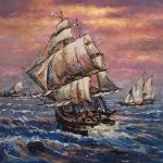 Artwork name: Sailing with the wind
Medium: Acrylic
Size: 80cm x 80cm
Price: Rp 5,000,000 Sailing with the wind by Vijaya Rani Birla