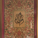Name Ganesha with Tezhip design
Medium water colors
Size 78 cm x 58 cm
Description / details Self-composed fusion work created using Turkish illumination art around Lord Ganesha. Paper used is also handmade with natural dyes.
Framed Yes
For sale Yes
Price IDR 5 million Ganesha with Tezhip design by Jyoti Joshi